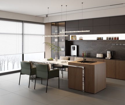  现代家居餐厅 岛台餐厅 意式开放式餐厅3d模型3d模型 