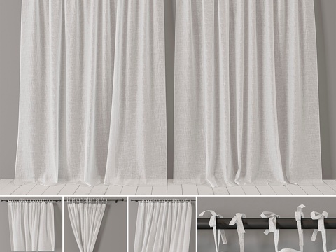  魔力亚麻窗帘3d模型 