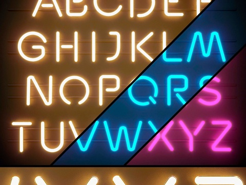  照明模块套装06.霓虹字母3d模型 
