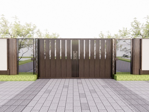 草坪灯 庭院门 水池 屋顶花园 门 室内景观 庭院 造景 景su模型