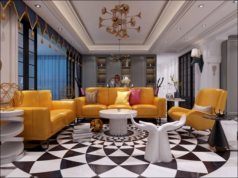  现代欧式客餐厅沙发椅3d模型 