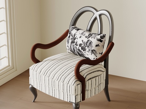  法式复古休闲椅 休闲沙发 单人椅3d模型 