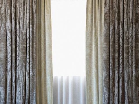  窗帘37 带薄纱窗帘3d模型 