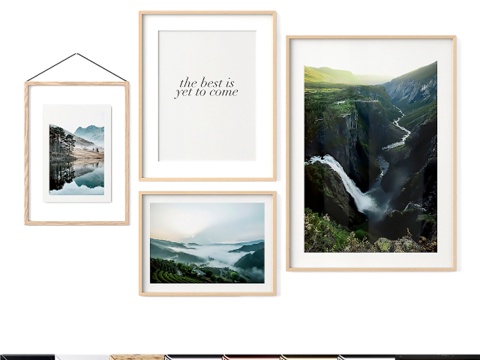  海报套装 绿意山峦3d模型 