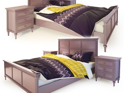  紫色河畔双人床。韦比系列3d模型 