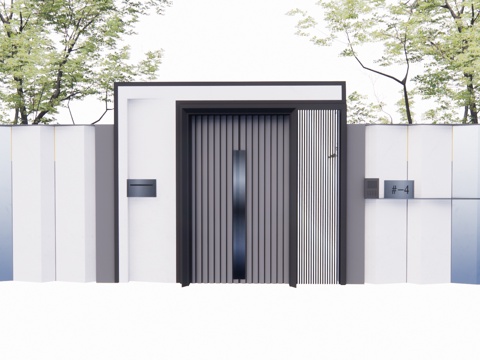 草坪灯 庭院门 水池 屋顶花园 门 室内景观 庭院 造景 景su模型