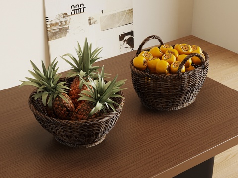 现代水果篮 厨房摆件su模型