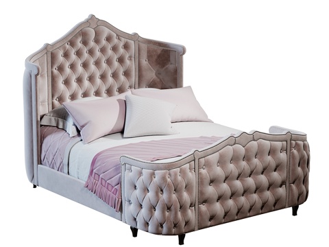  Pippa簇绒女王床3d模型 