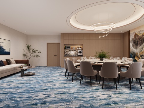  现代餐饮包厢3d模型 