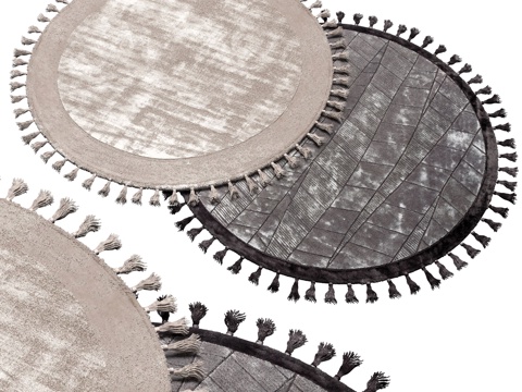  现代侘寂圆形布艺地毯3d模型 