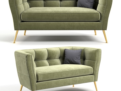  里米尼绿色双人沙发160cm3d模型 
