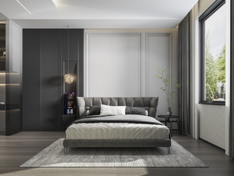  男孩房床书桌椅书柜3d模型 