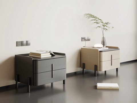  现代意式床头柜su模型 