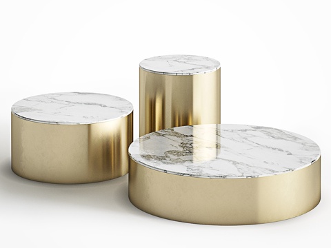  黄铜大理石咖啡桌套装 Cazarina Interio3d模型 