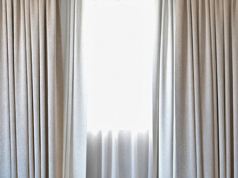  窗帘 64 带薄纱窗帘3d模型 