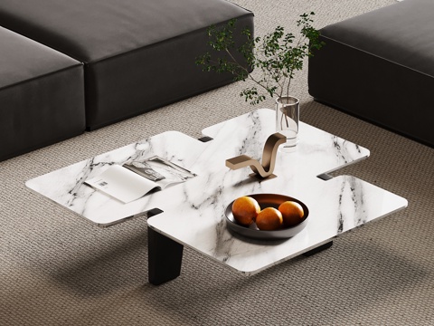 现代意式茶几 大理石茶几su模型