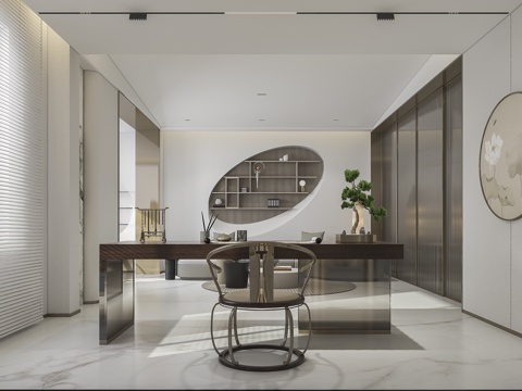  书房书桌书架沙发椅3d模型 