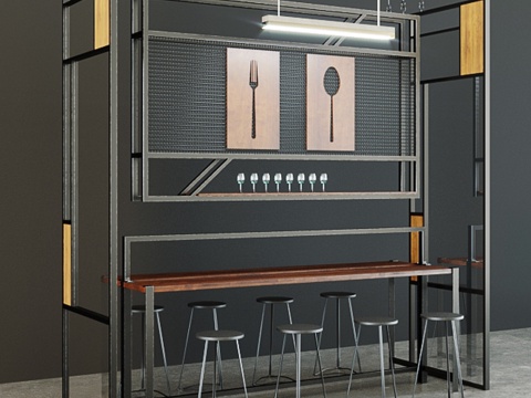  咖啡吧台3d模型 