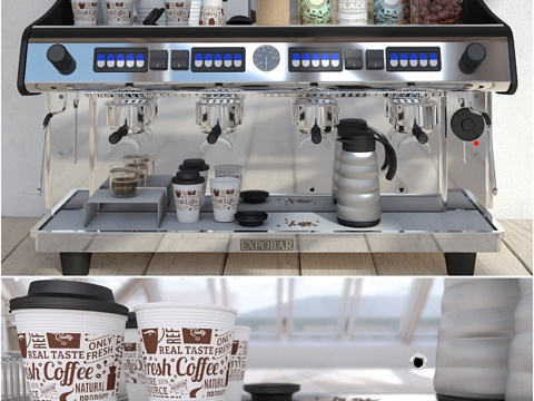  Expobar 4组超大容量咖啡机3d模型 
