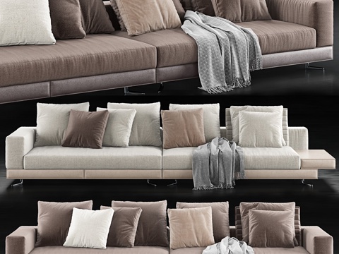  Minotti白色鞍革沙发3d模型 