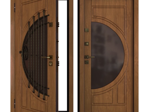  入口金属门竖琴款（您的框架）3d模型 