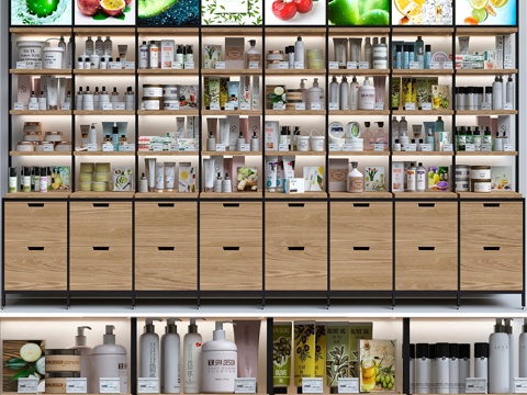  药房化妆品展示柜。美容沙龙3d模型 