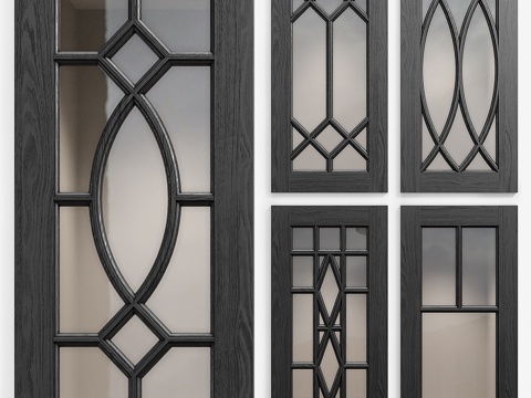  橱柜门套装6    玻璃厨房门板3d模型 