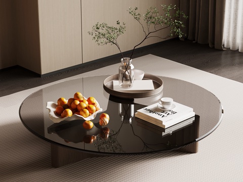  现代意式茶几su模型 