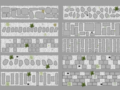  鹅卵石石板路石头园林石路石板新中式现代其他景观中式园林汀步su模型 
