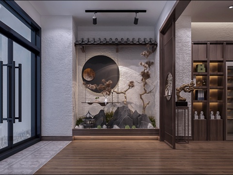  茶叶店展示柜桌椅3d模型 