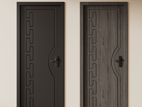 现代意式单开门 木门 室内门su模型