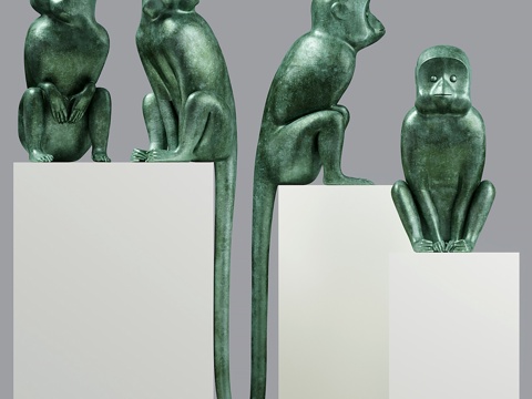 Singes II 拉兰猴雕塑3d模型 