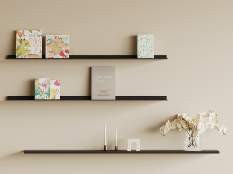  现代书架 置物架su模型 