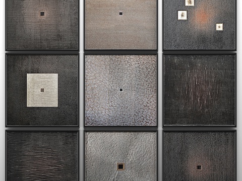  木质墙面雕塑，墙面装饰，画作套装，奢华款3d模型 