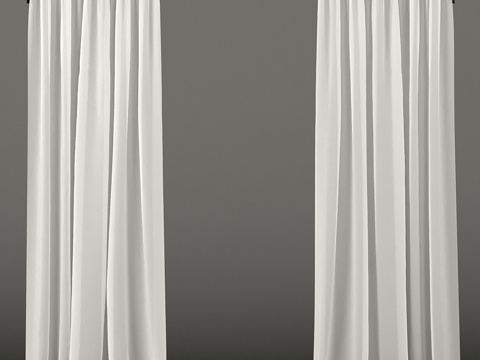  白色薄纱窗帘3d模型 