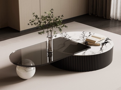  现代意式茶几 大理石茶几3d模型 