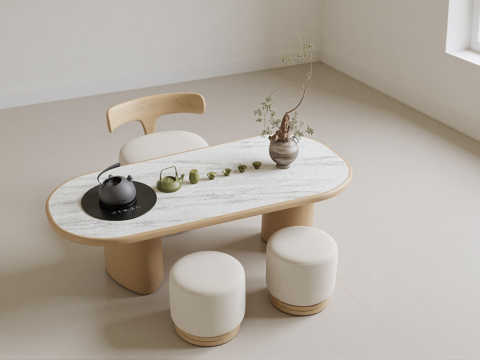 现代茶桌椅su模型