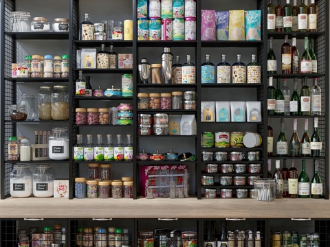  香料、酒类及杂货展示柜3d模型 