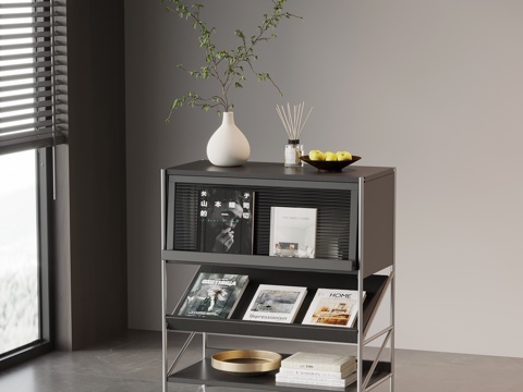 现代意式边几 书架 置物架su模型