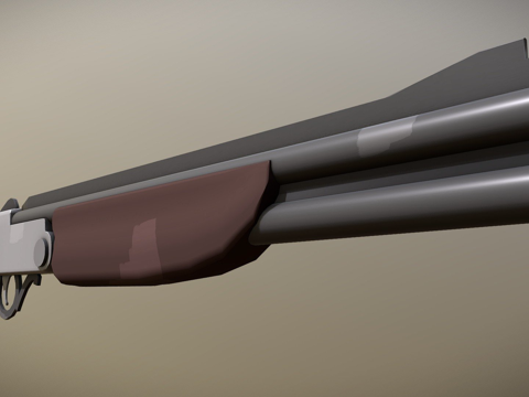  卡通风格撅开式霰弹枪3d模型 