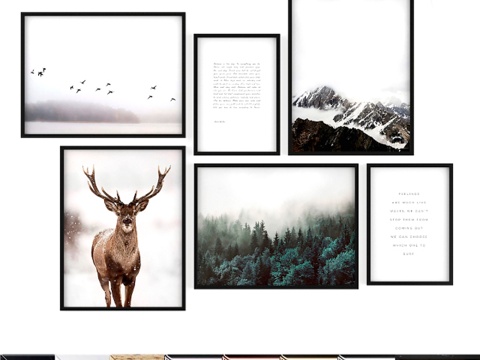  海报套装 鹿3d模型 