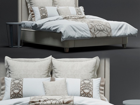  RH WALLACE布艺床3d模型 