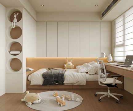 现代榻榻米卧室 儿童房su模型