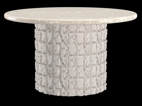  现代侘寂大理石圆餐桌3d模型 