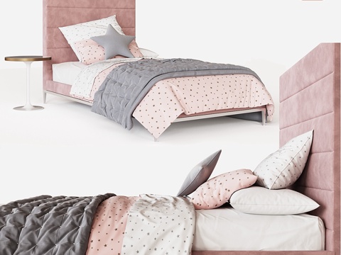  PFEIFFER高背软包床 - 锡镴色3d模型 