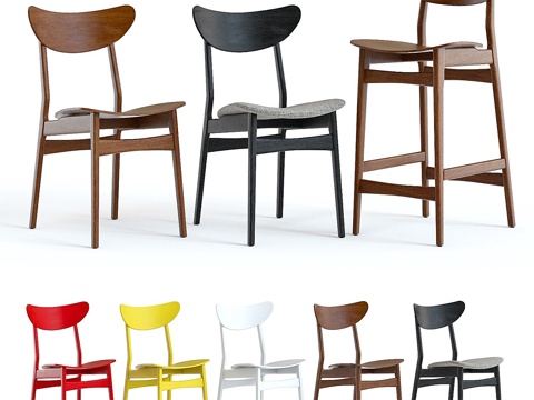  West Elm经典咖啡厅座椅3d模型 