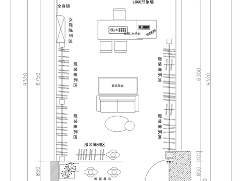 现代女装店平面方案图cad施工图