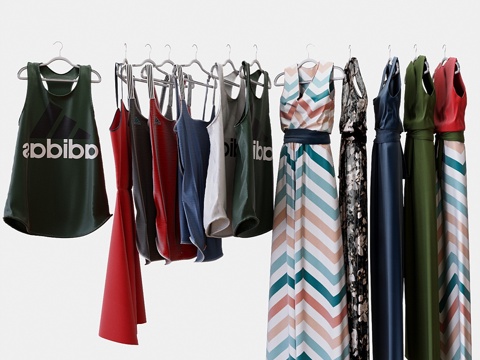  女性训练表演者与Zattcas女装连衣裙3d模型 