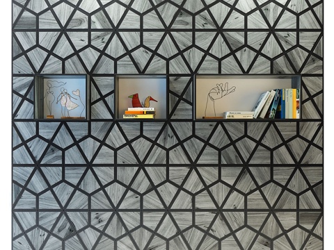  装饰面板与嵌入式壁龛书架23d模型 