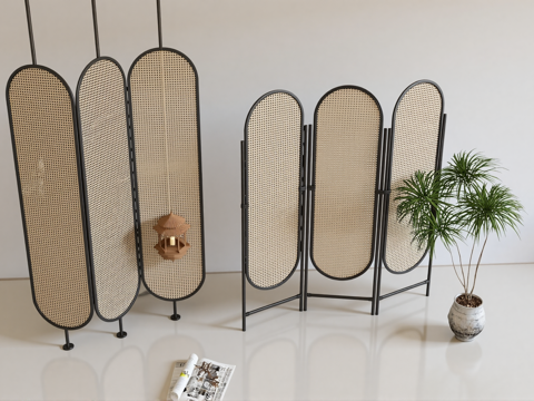 现代中式屏风su模型